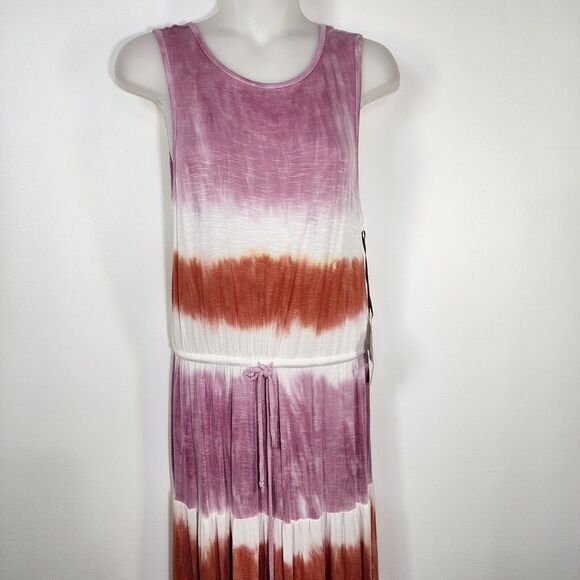 Knox Rose Women's Maxi Dress XS Tie Dye Sleeveless Drawstring Waist Lilac Beach - Picture 3 of 11